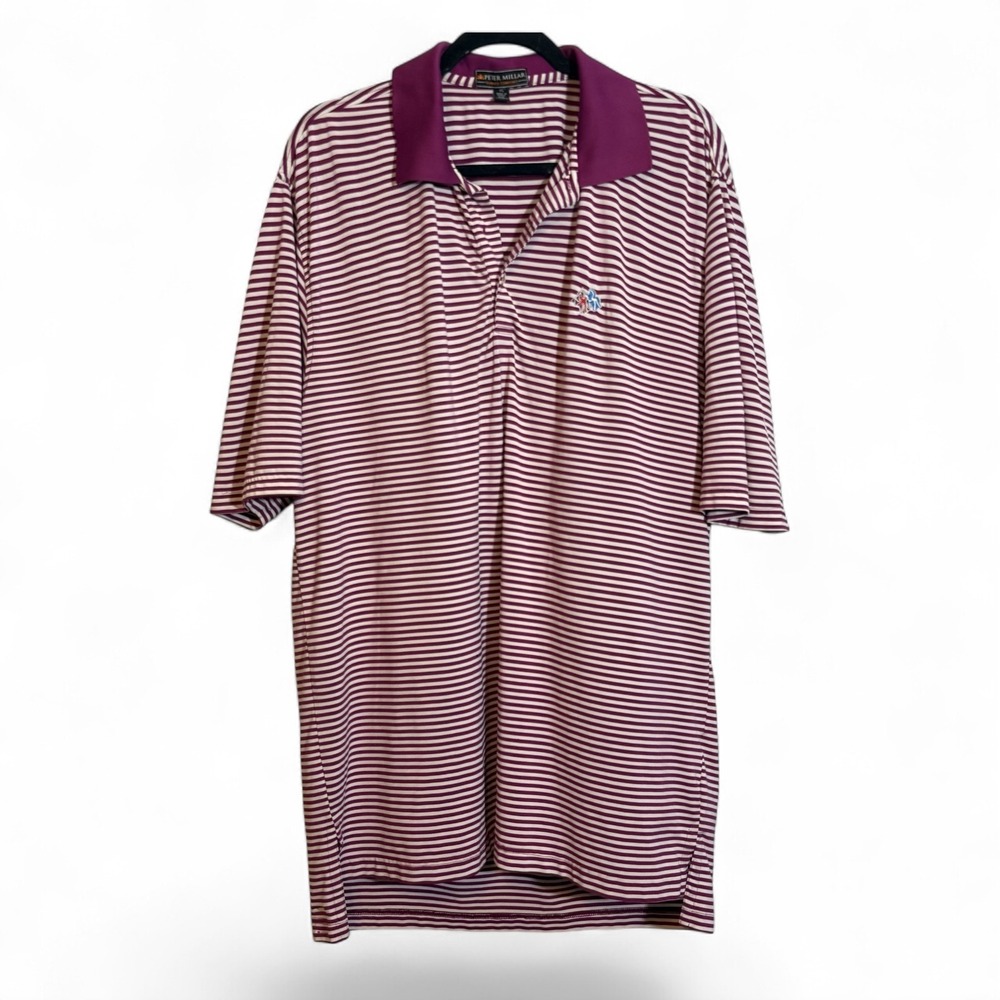 Peter Millar Summer Comfort Polo XL Purple Stripe Golf Performance Shirt Mens - Picture 2 of 9